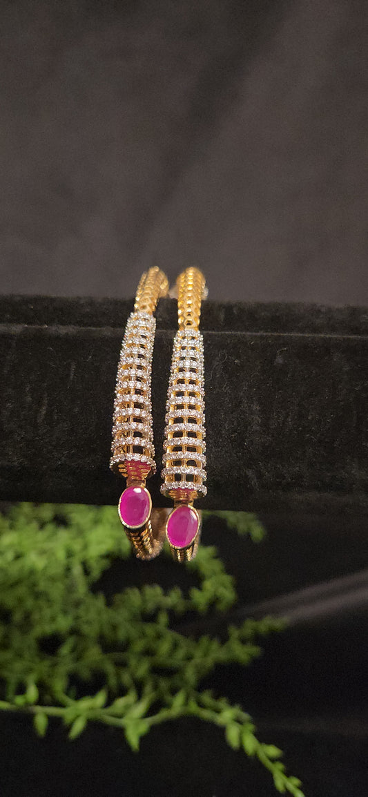 Diamond Finish Ruby Fancy triangle shaped Bangle