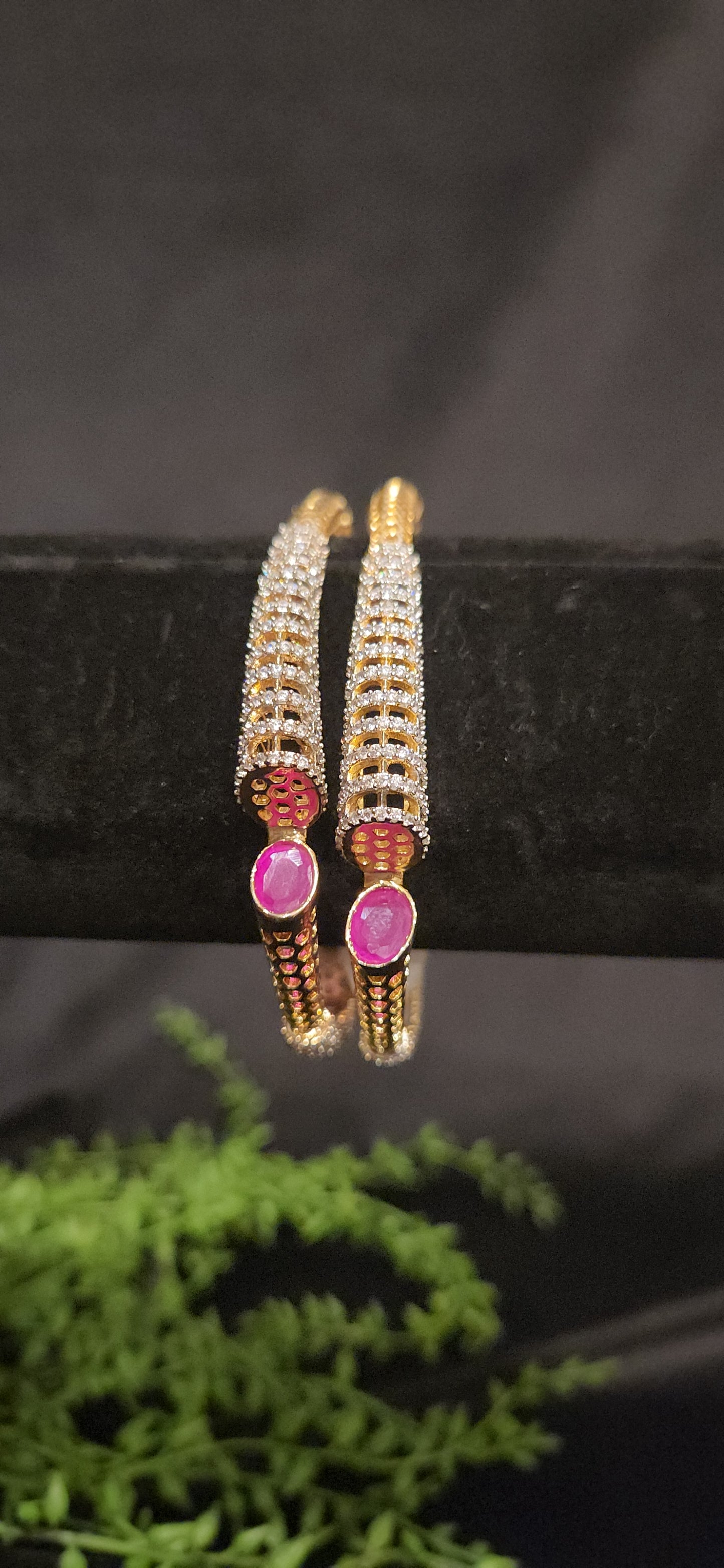 Diamond Finish Ruby Fancy triangle shaped Bangle