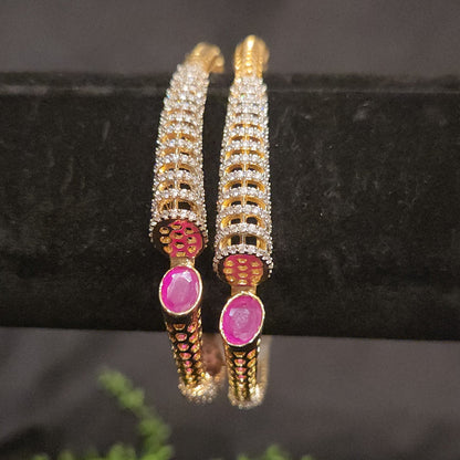 Diamond Finish Ruby Fancy triangle shaped Bangle