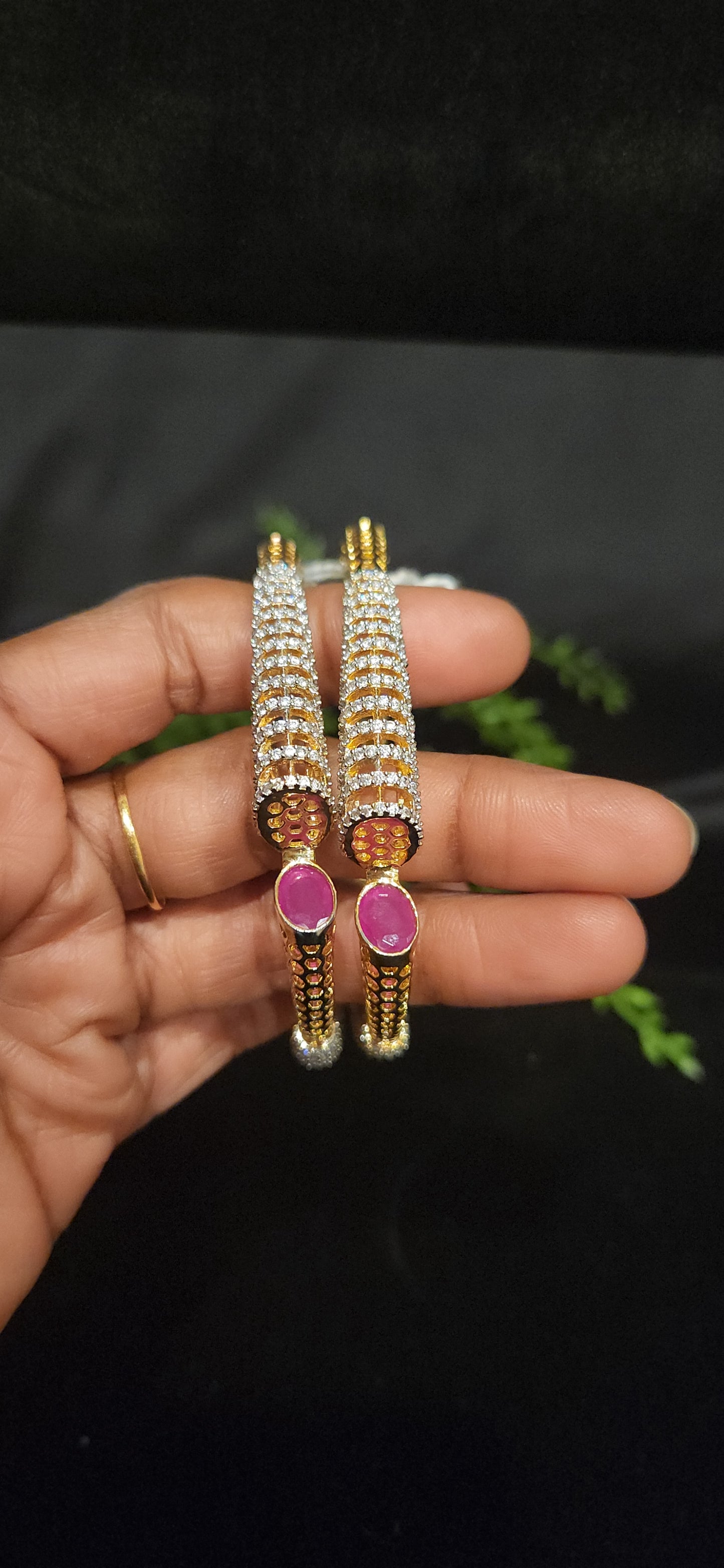 Diamond Finish Ruby Fancy triangle shaped Bangle