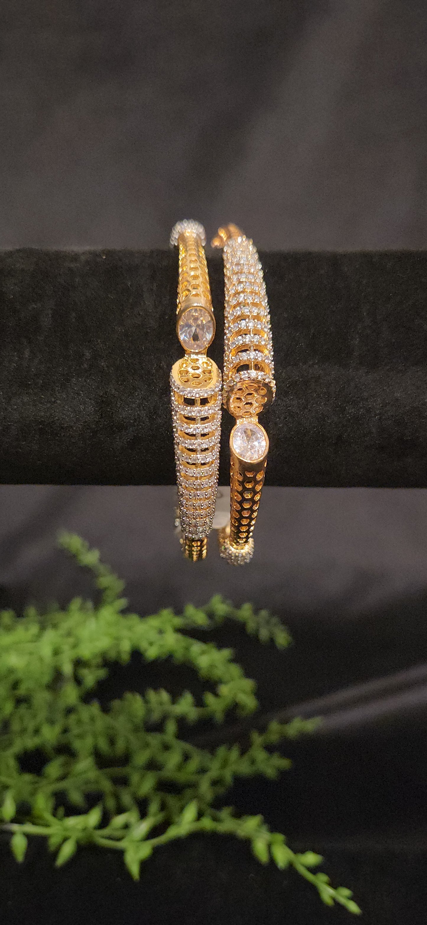 Diamond Finish Ruby Fancy triangle shaped Bangle