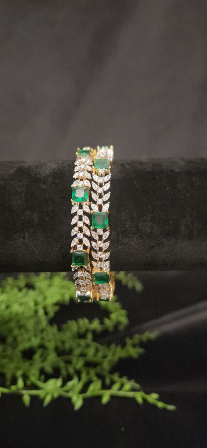 Emerald Leaf Design Bangle