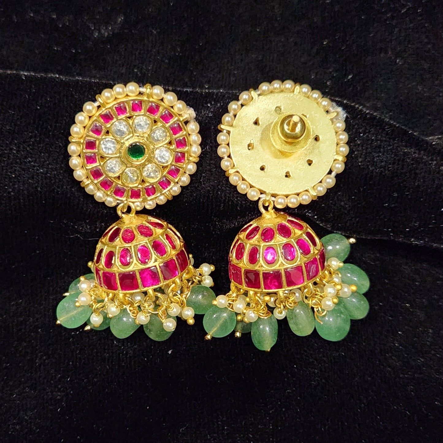 Charming Kundan Traditional Strawberry Bead Jhumkas