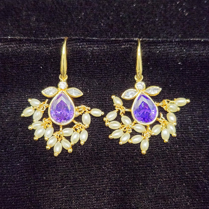 Graceful Tear Drop Hanging Rice Bead Earrings