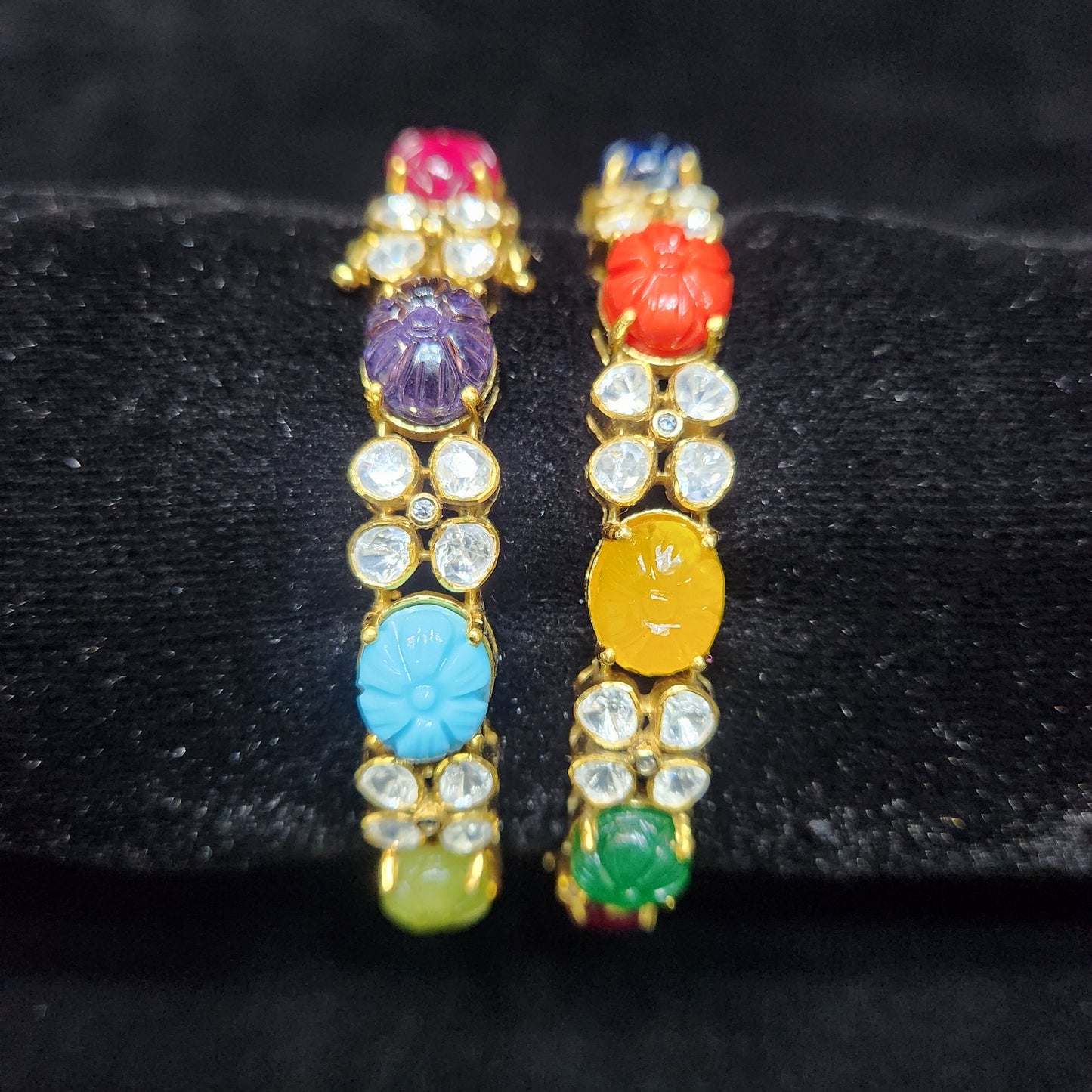 Auspicious Navaratan Classic 92.5 Silver Bangles