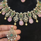 Floral Baby Pink Drop Necklace Set