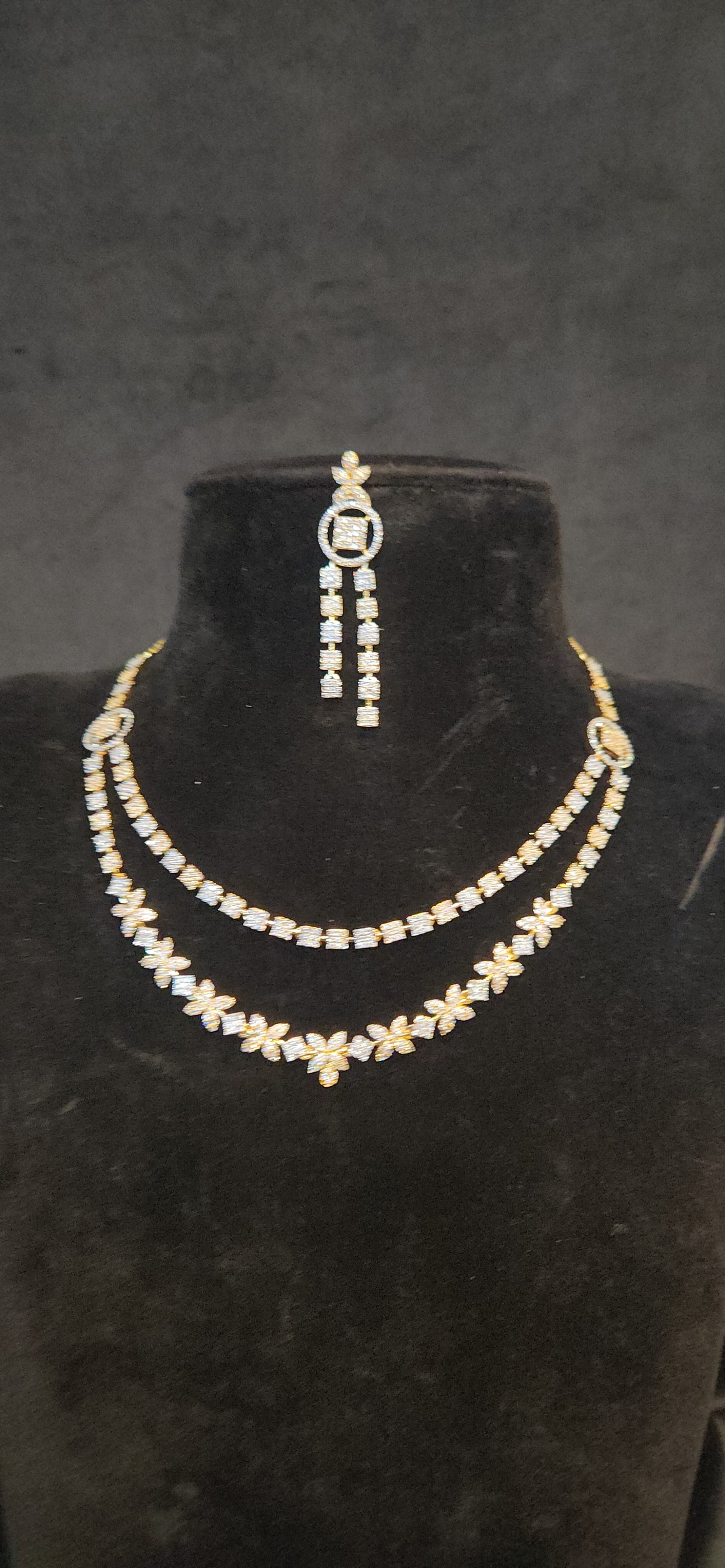 Double Layer Floral Square Necklace