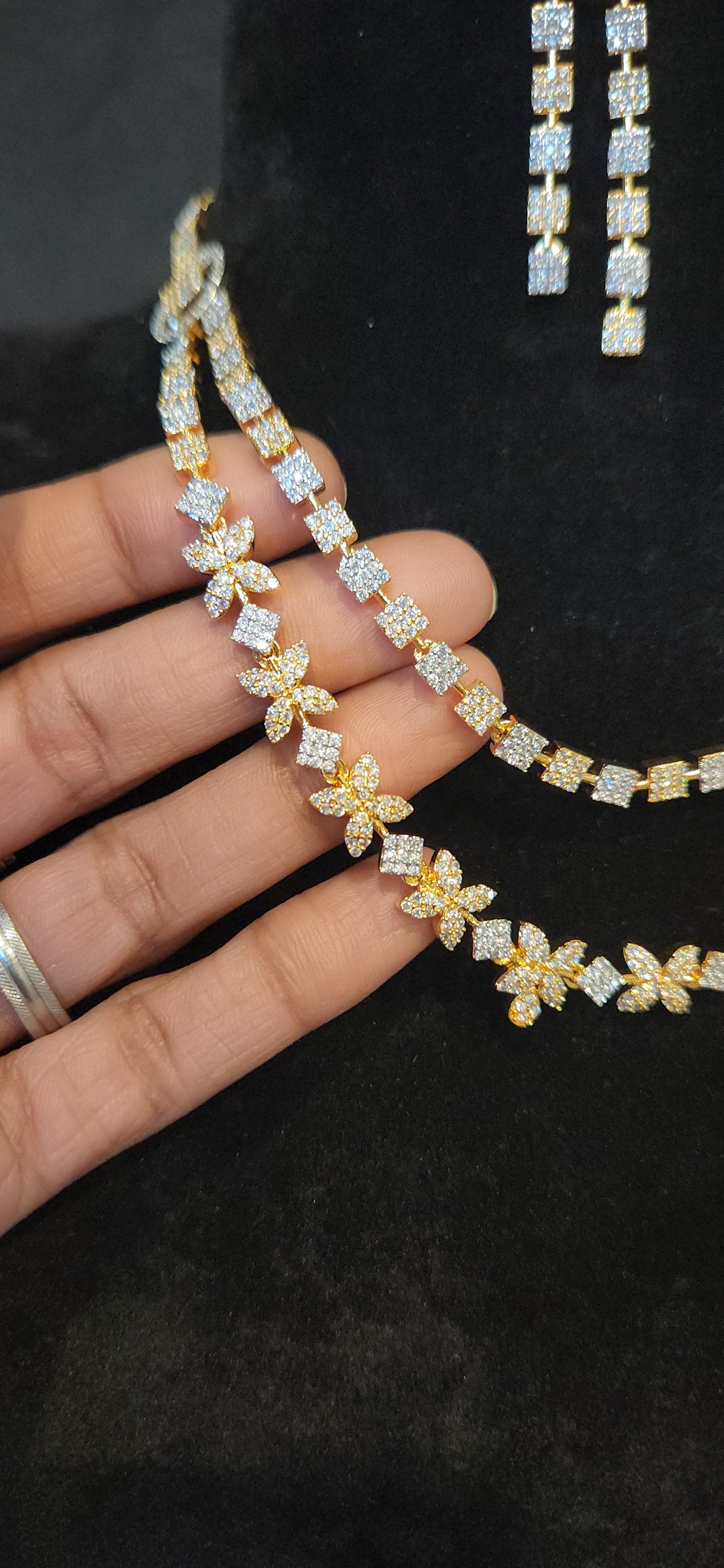 Double Layer Floral Square Necklace