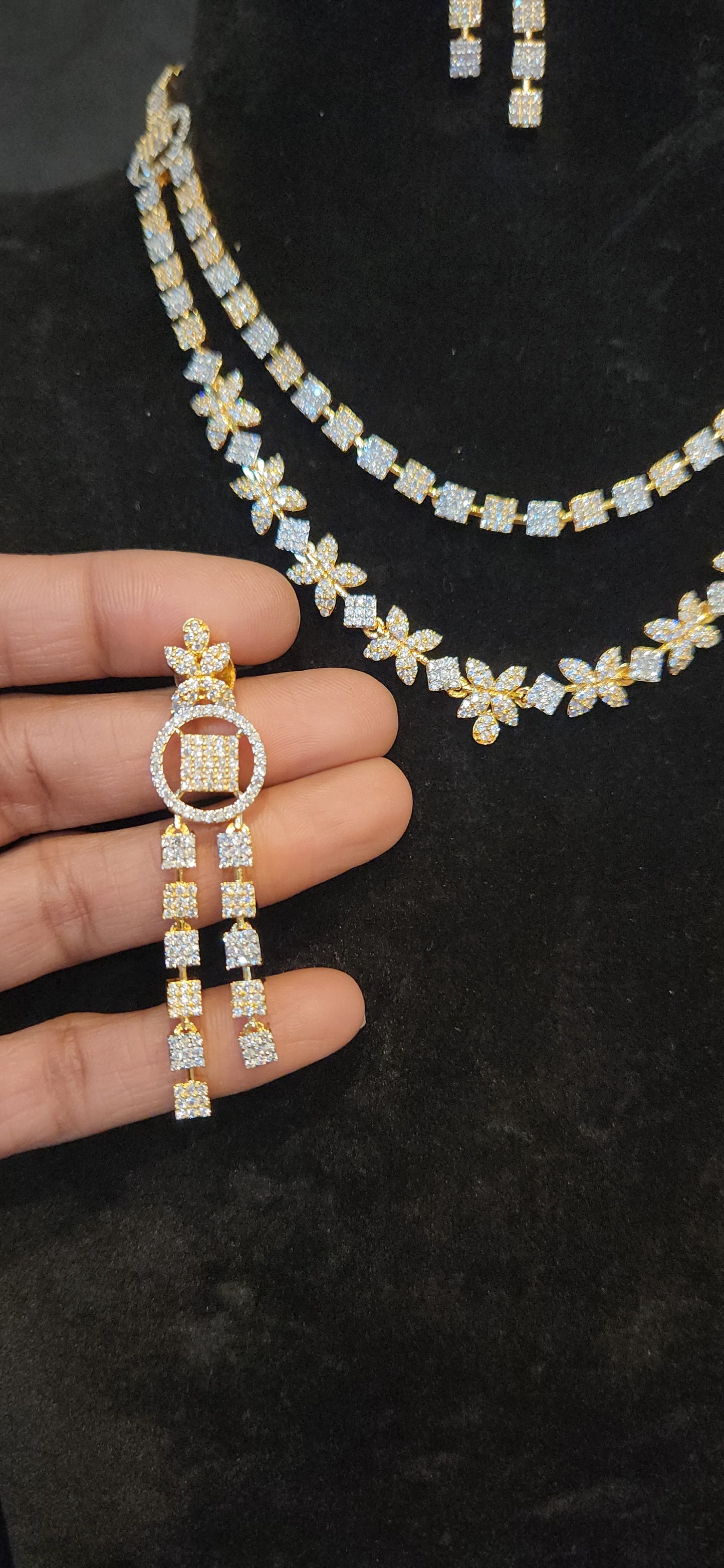 Double Layer Floral Square Necklace