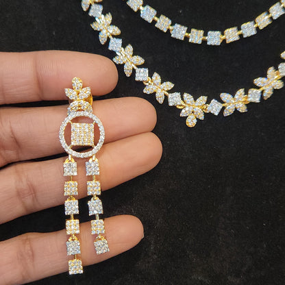 Double Layer Floral Square Necklace
