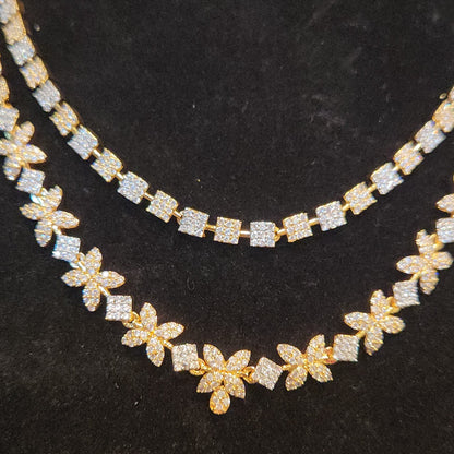 Double Layer Floral Square Necklace