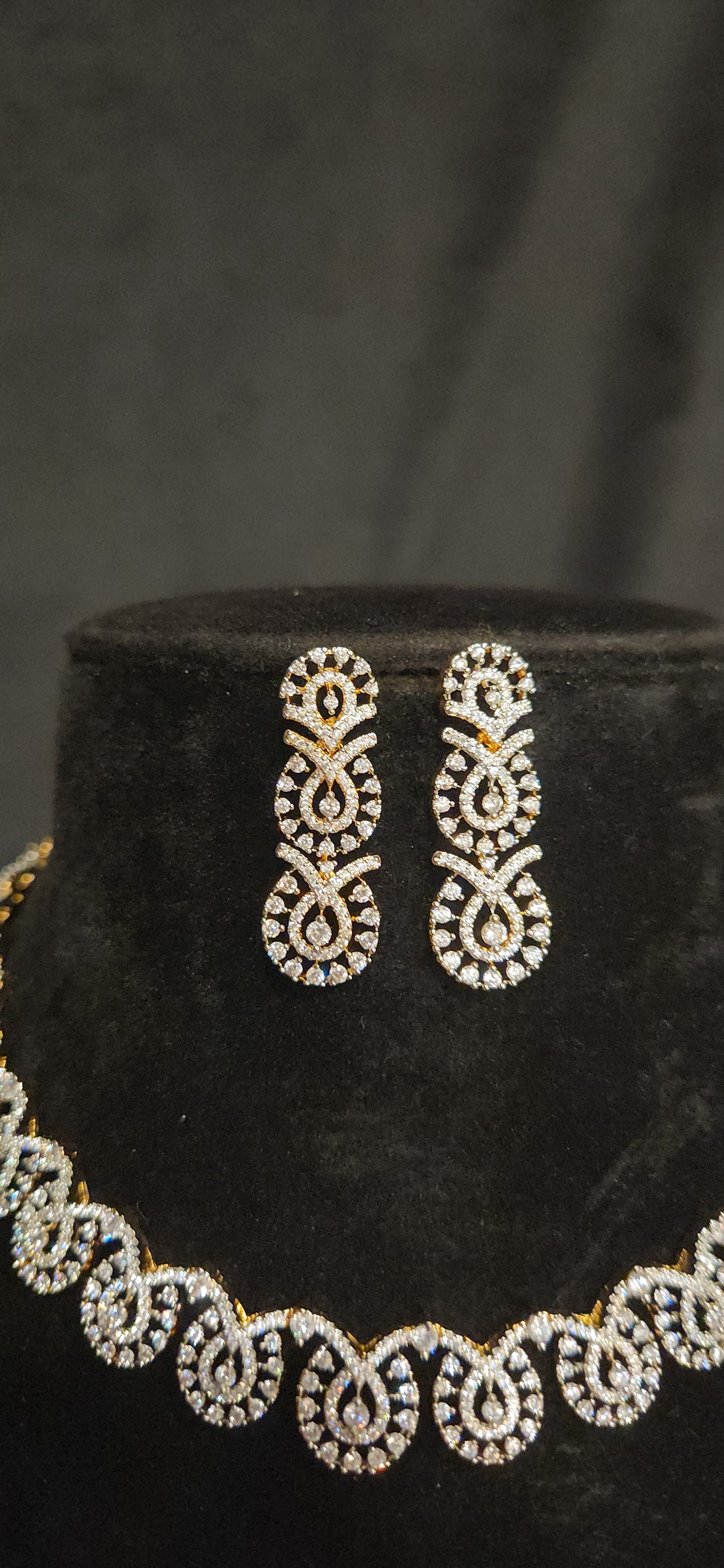 Designer CZ Floral Necklace Set