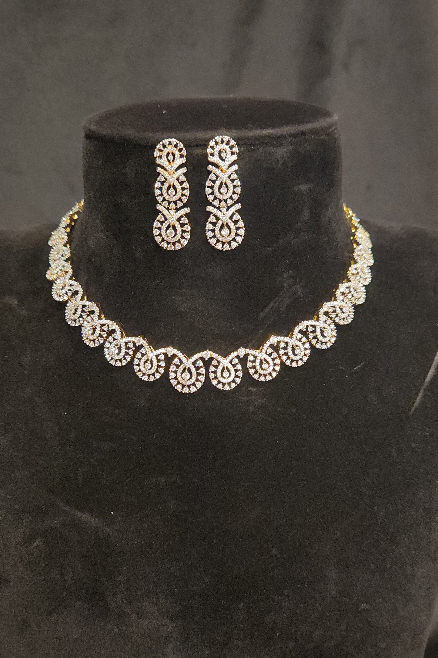 Designer CZ Floral Necklace Set