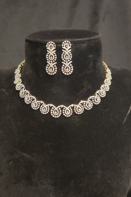 Designer CZ Floral Necklace Set