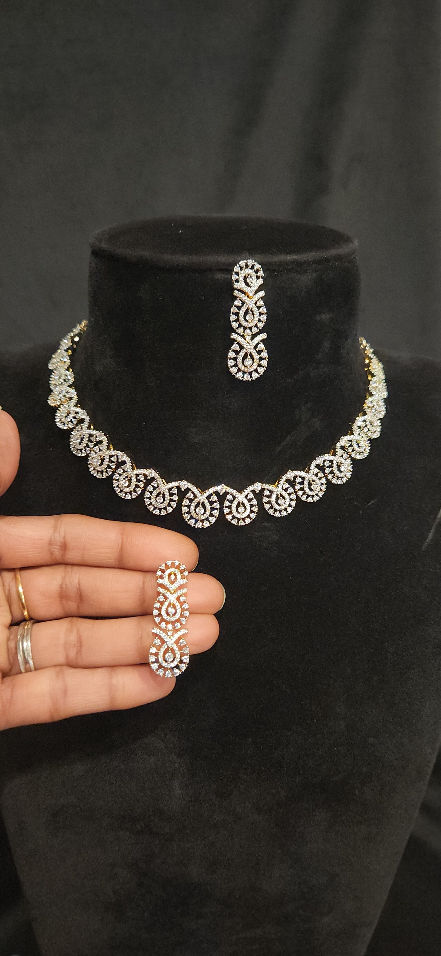 Designer CZ Floral Necklace Set