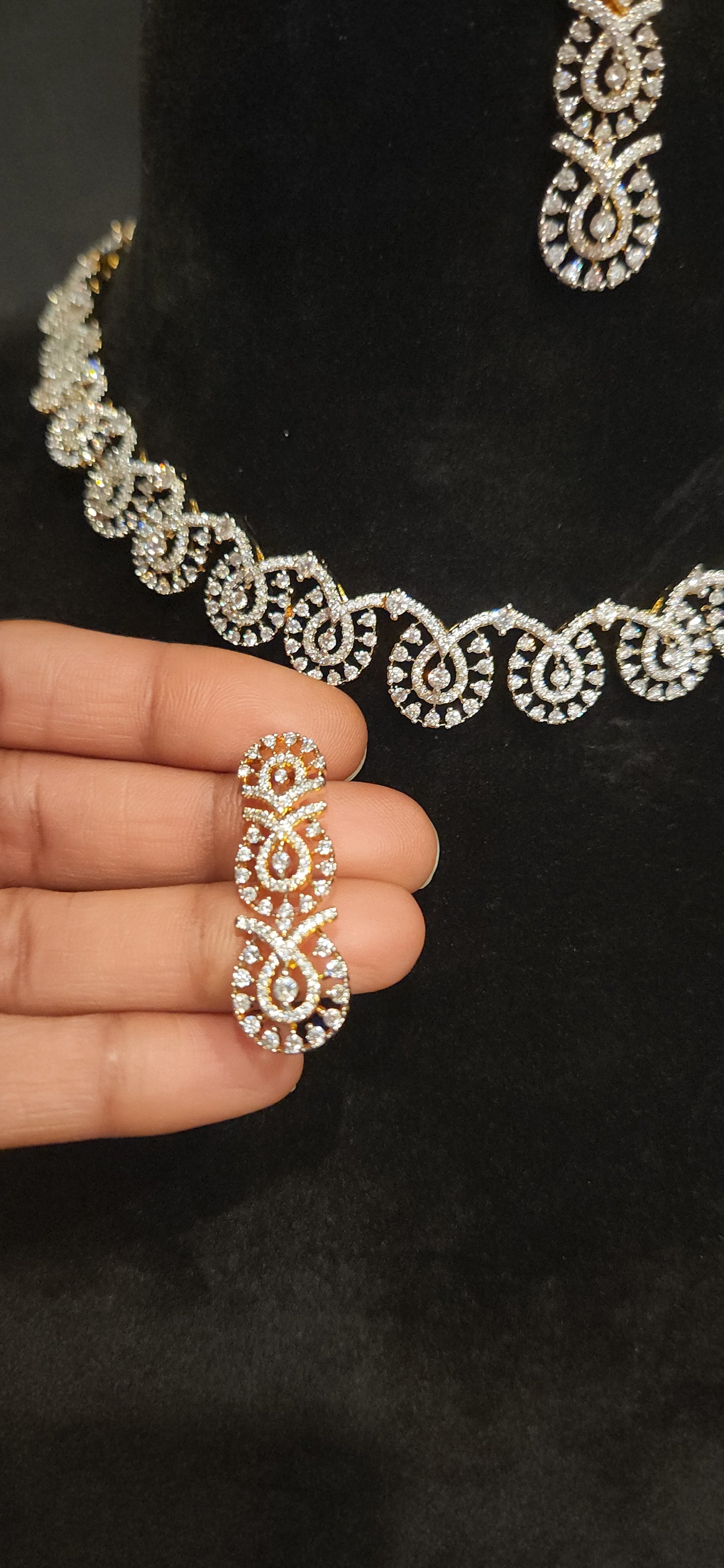 Designer CZ Floral Necklace Set