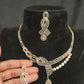 CZ Ribbon Necklace Set with Pearl