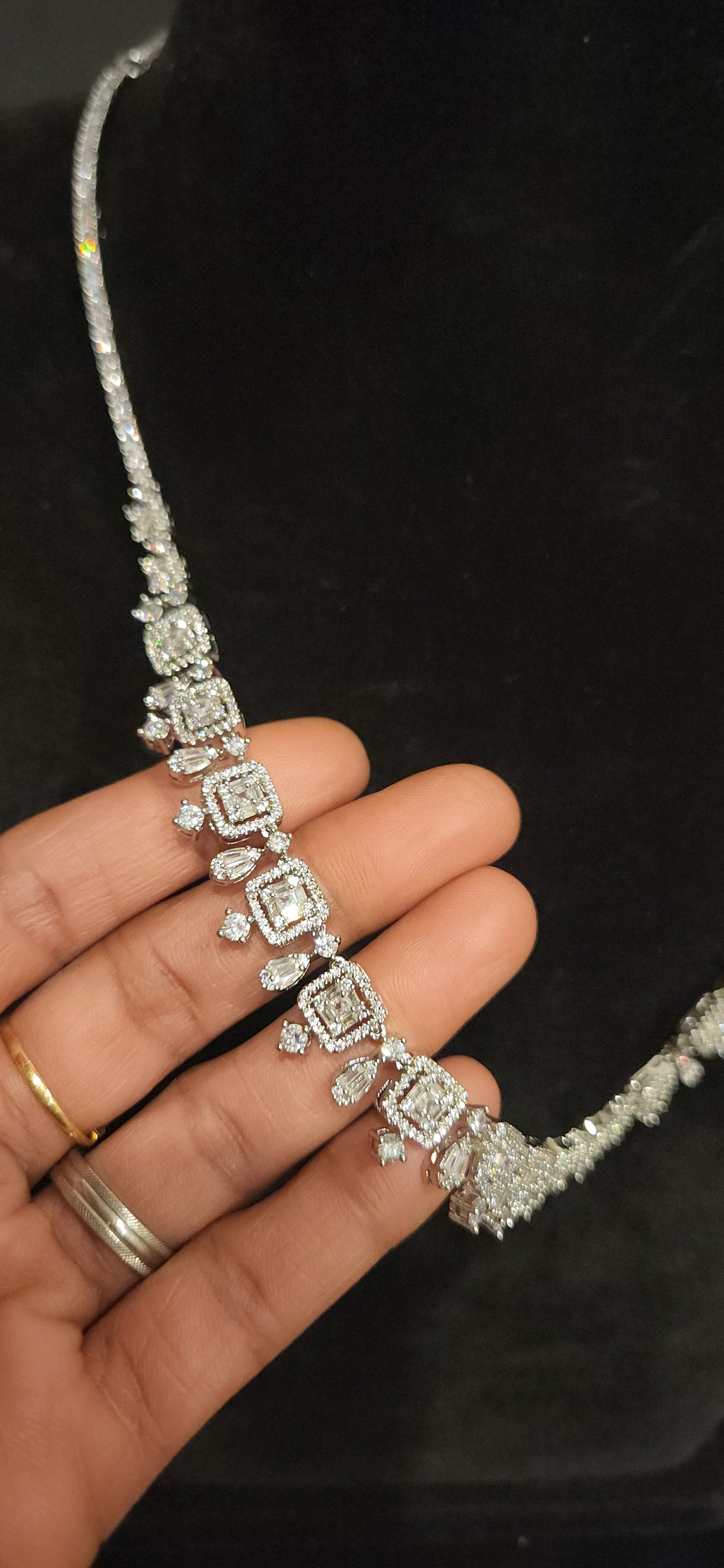 Square Moissanite CZ Necklace Set