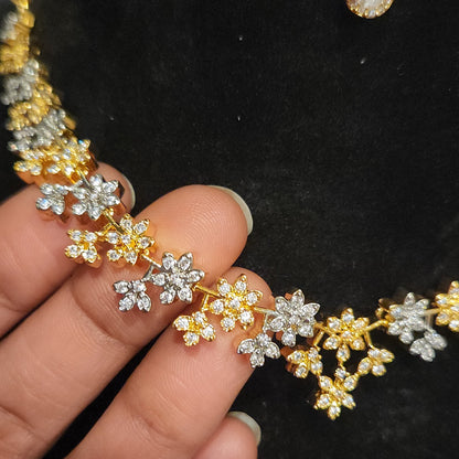 Gold & Diamond Alternating Floral Necklace Set