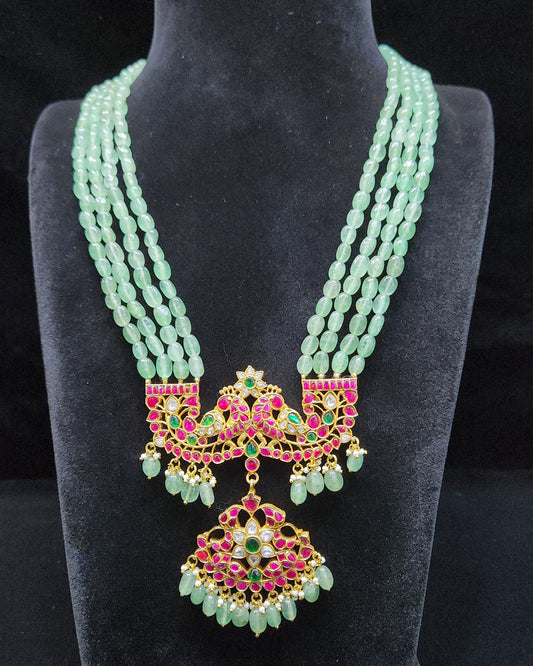 Elegant Strawberry Beads Jadau Kundan Rani haram