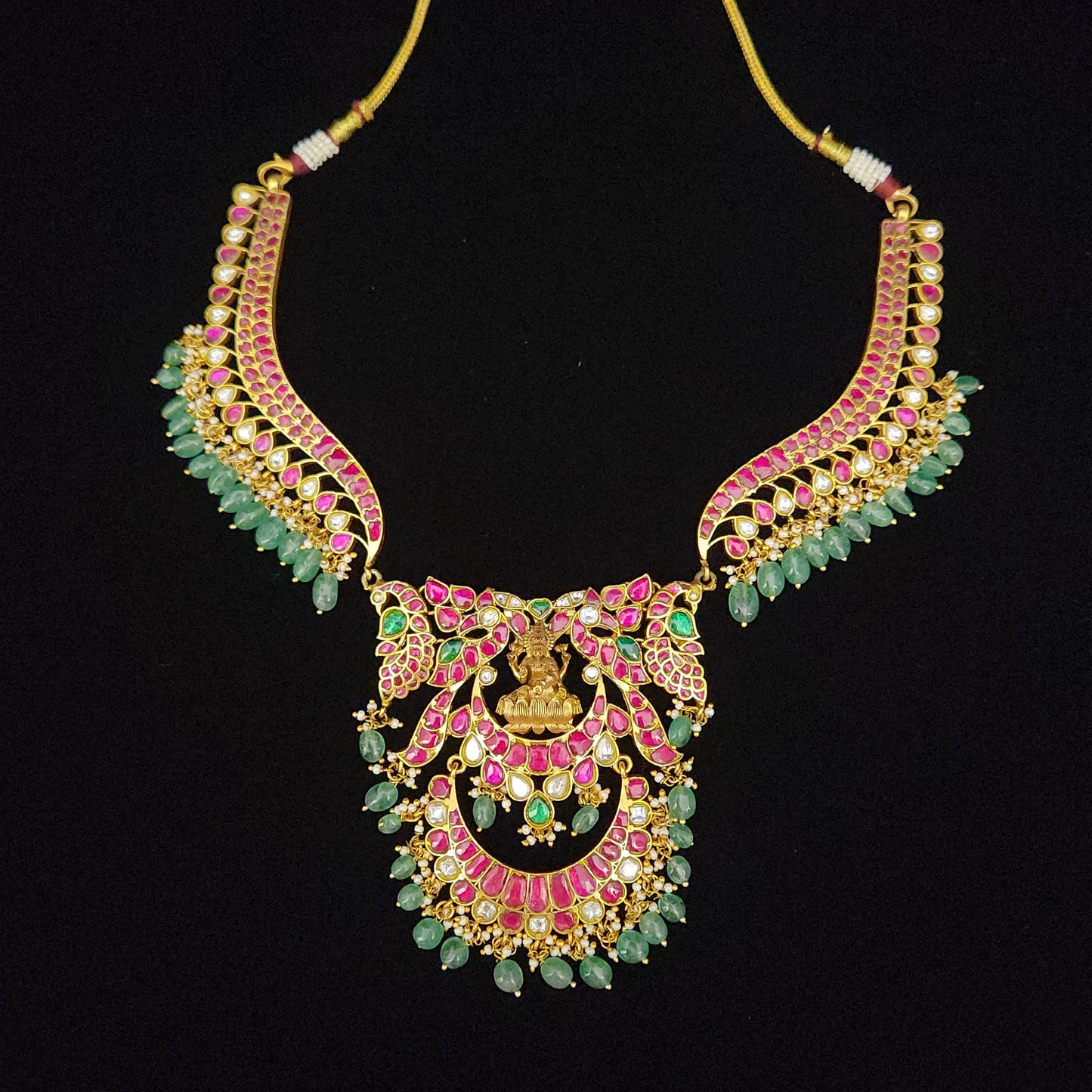 Divine Peacock Lakshmi Kundan Necklace Set
