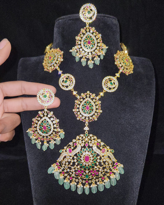 Unique Multi Color Peacock Necklace Set