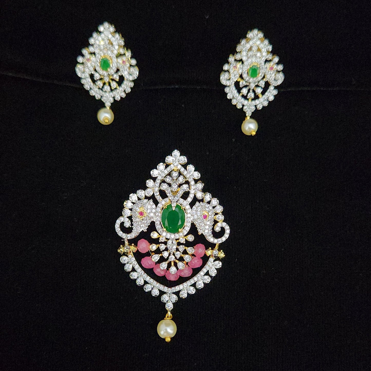 Auspicious Elephant Diamond Finish Pendant Set