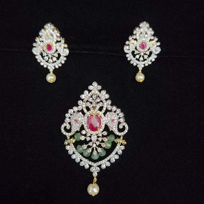 Auspicious Elephant Diamond Finish Pendant Set