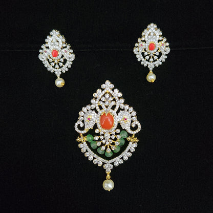 Auspicious Elephant Diamond Finish Pendant Set