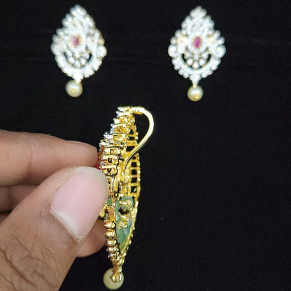 Auspicious Elephant Diamond Finish Pendant Set