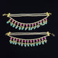 Charming Pink Kundan Strawberry Bead Ear Chains