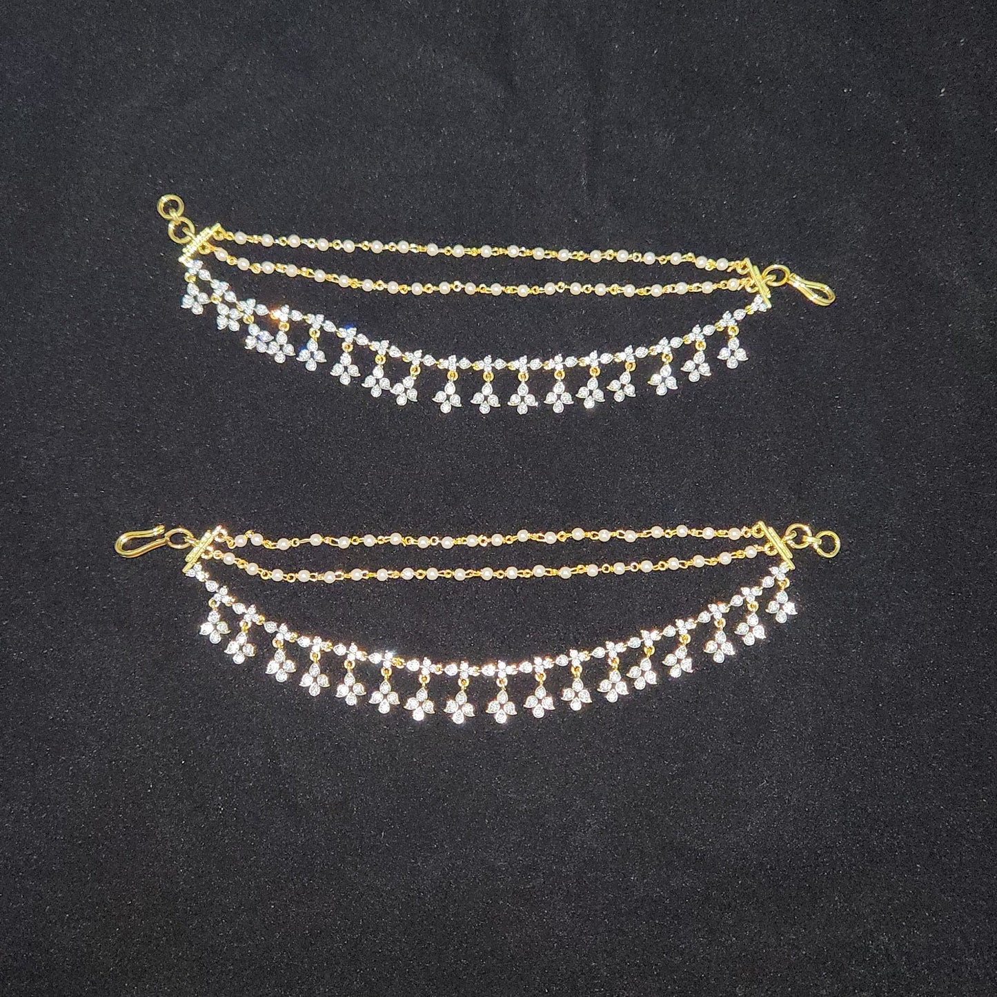 Sparkling CZ Floral Ear Chains