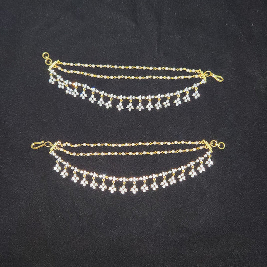 Sparkling CZ Floral Ear Chains