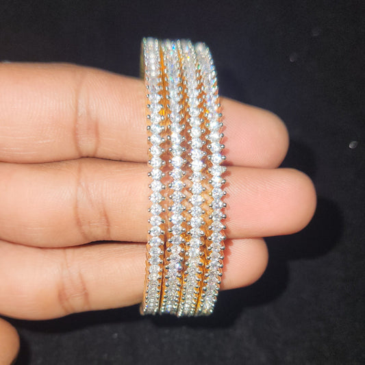 Brilliant Diamond Finish CZ Set of 4 Bangles