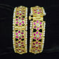Regal Pink Kundan Floral Openable Bangles with Side Pearls