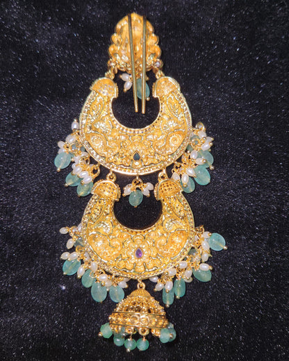 Divine Antique Ganesh Double Chandbali Hair Accesory