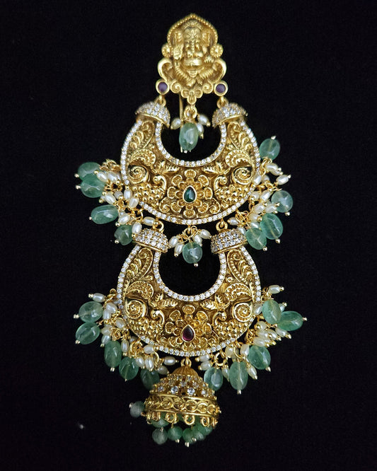 Divine Antique Ganesh Double Chandbali Hair Accesory