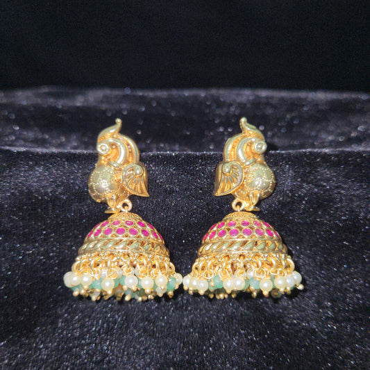 Regal Bird multi color Jhumkas