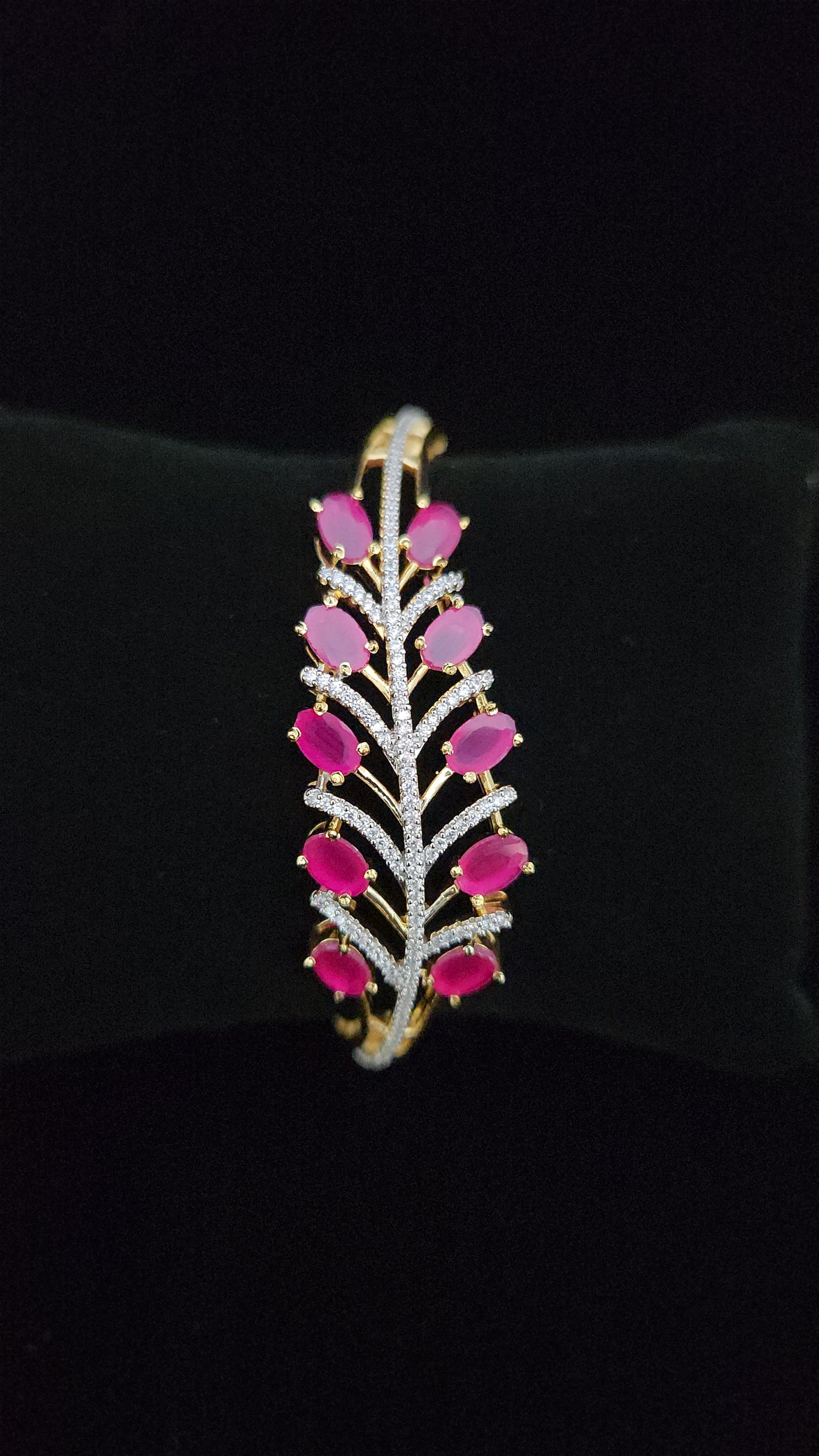 Elegant Feather CZ Violet Stone Bracelet