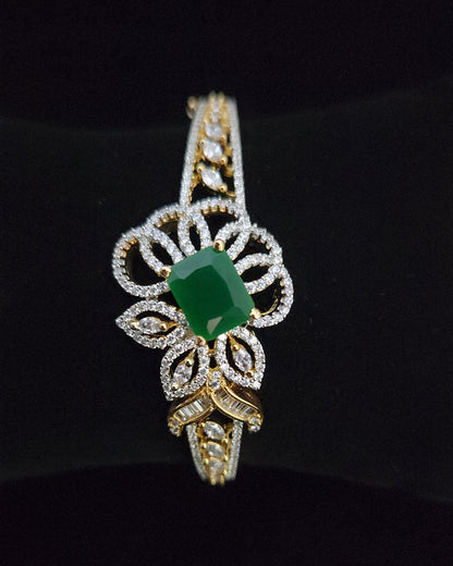 Statement Leaf CZ Large Center Stone Bracelet