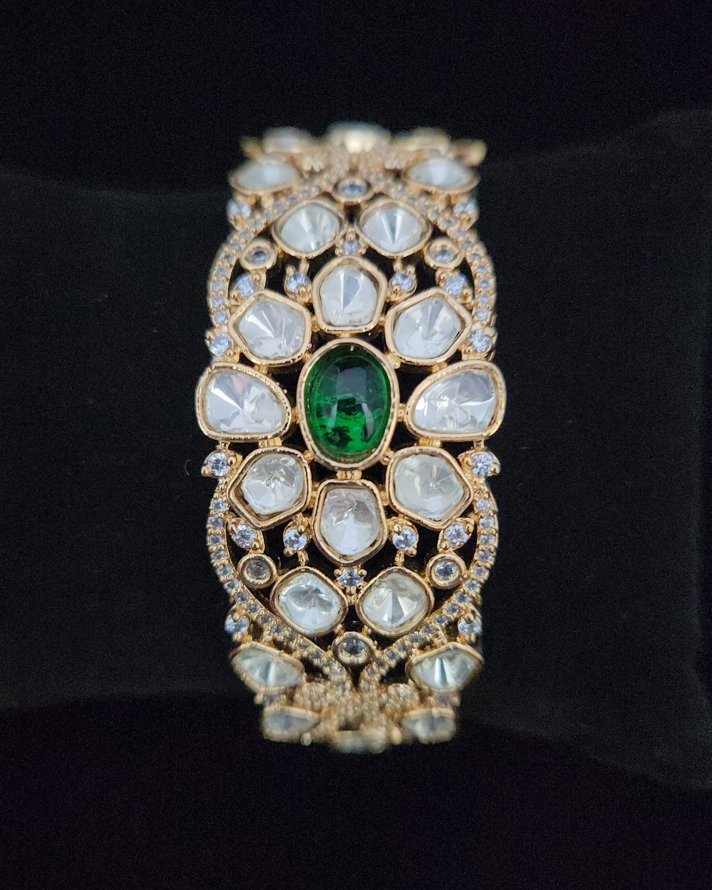 Dazzling Polki Kundan Grand Floral Design Bracelet