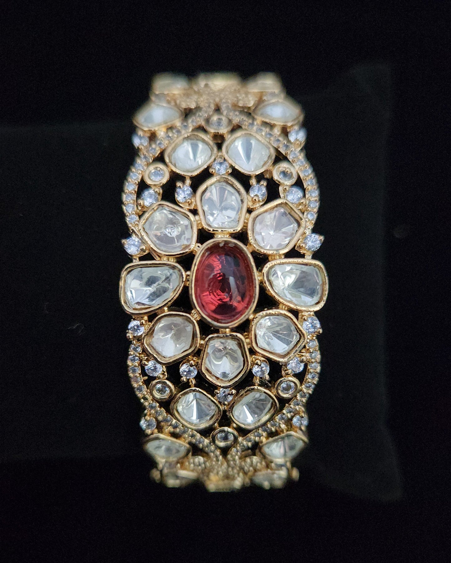 Dazzling Polki Kundan Grand Floral Design Bracelet