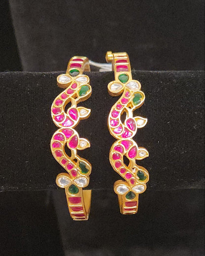 Kundan Openable Peacock Design Bangles