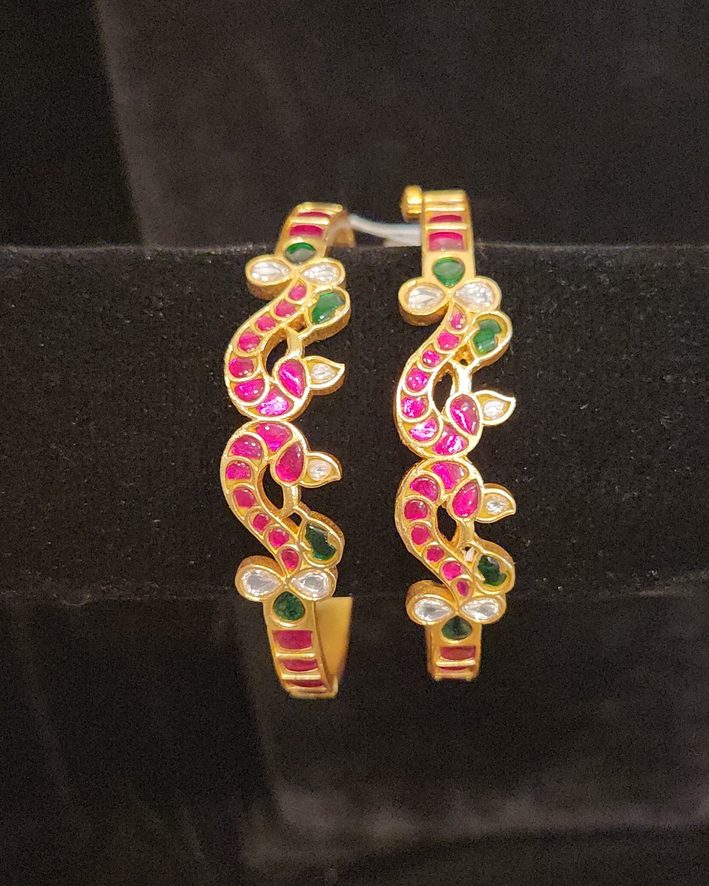 Kundan Openable Peacock Design Bangles