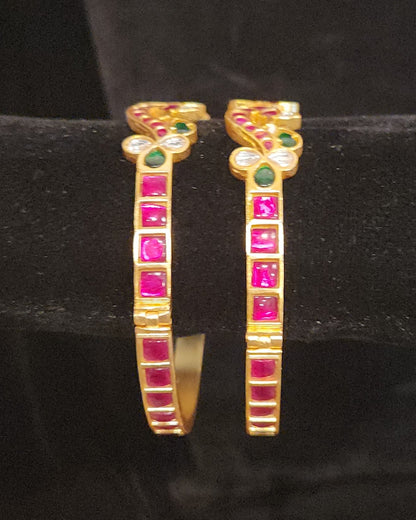 Kundan Openable Peacock Design Bangles