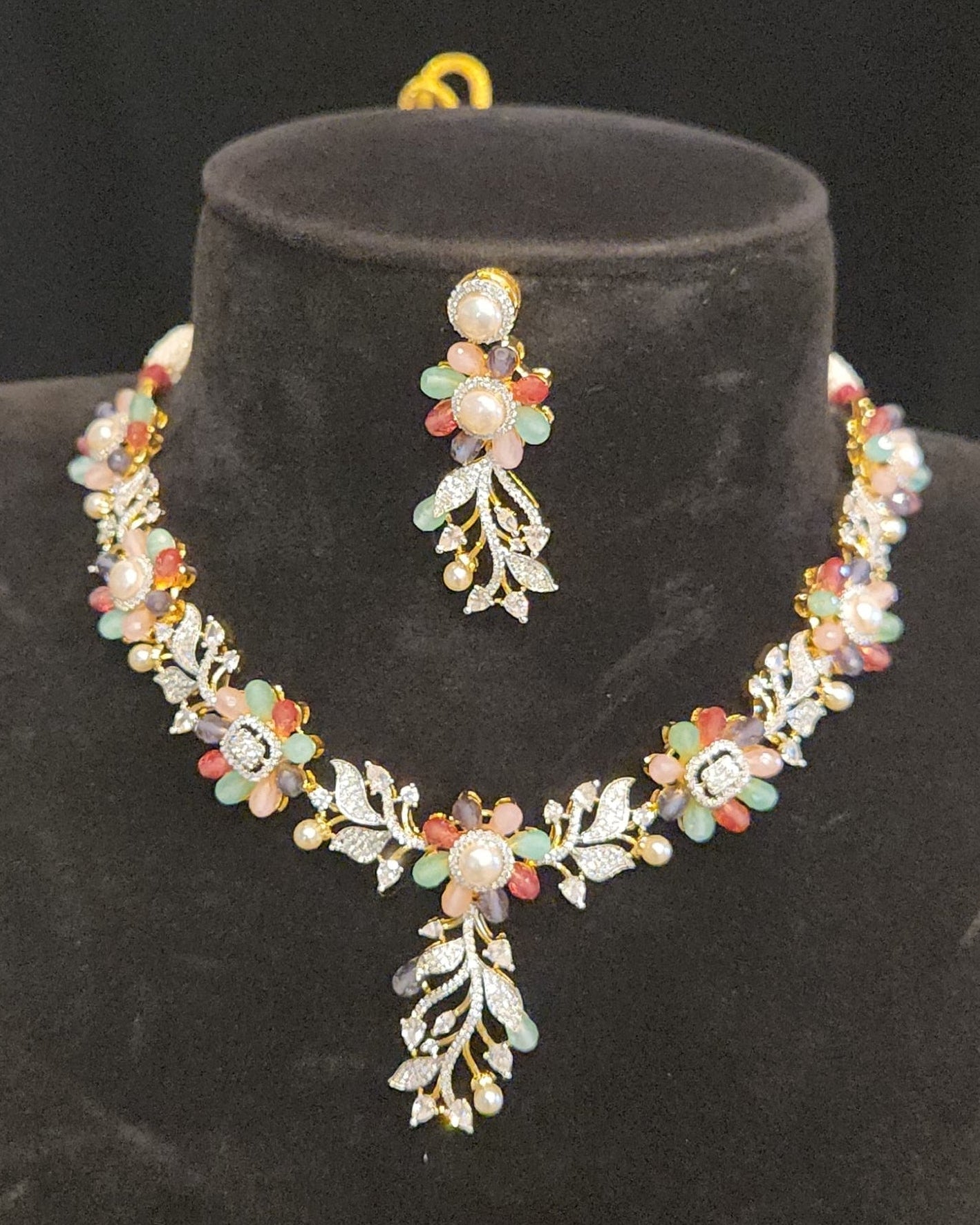 Vibrant Multi Color Floral Necklace Set