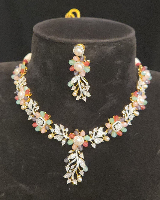 Vibrant Multi Color Floral Necklace Set