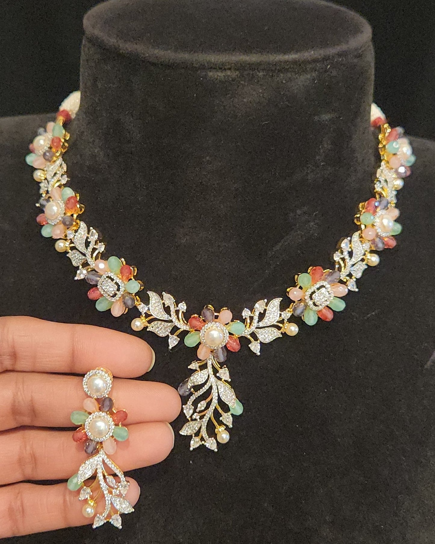 Vibrant Multi Color Floral Necklace Set