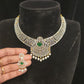 Luxurious Diamond Finish Emerald Lotus Necklace Set