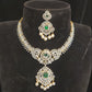 Elegant Diamond Finish Designer Emerald Necklace Set